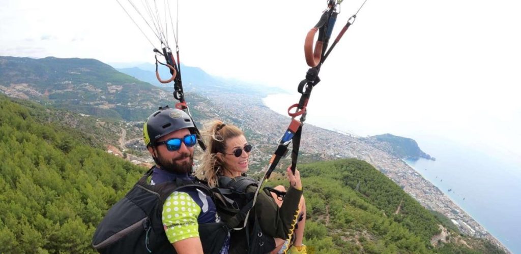 Paragliding male and female